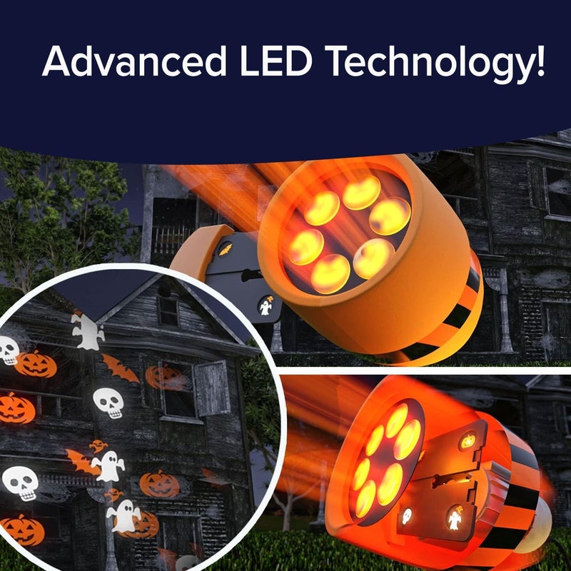 Star Shower Slide Show Halloween Holiday LED Projector, AS SEEN ON TV, Showcase Your Home With Full-Color Holiday Slides, Use 2 or More for Spooktacular Results, Includes 6 Halloween Slides & Remote - Image 2